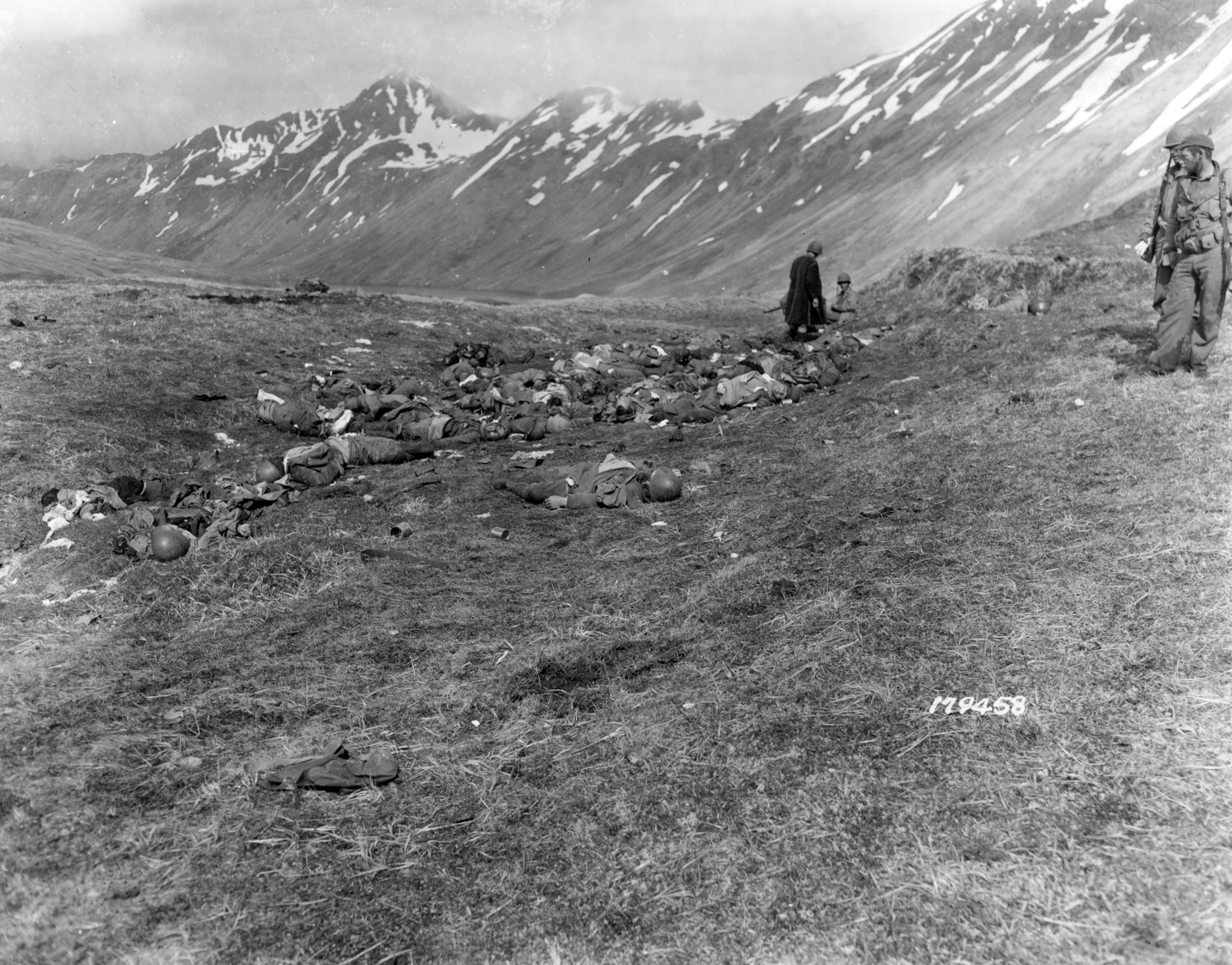 Japanese casualties from the final banzai charge seen in the area of the Sarana-Chichagof Pass.